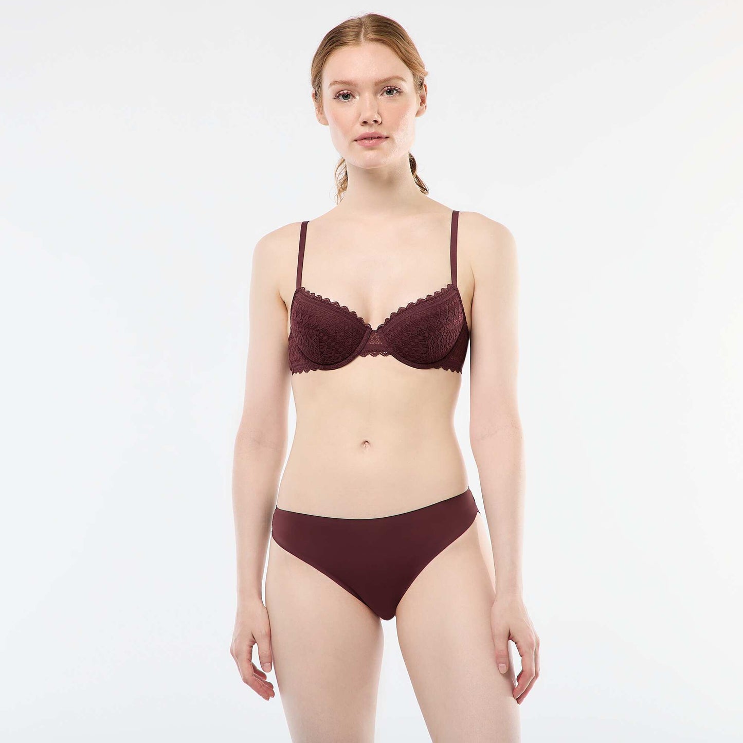 Lace Balconette Bra BROWN