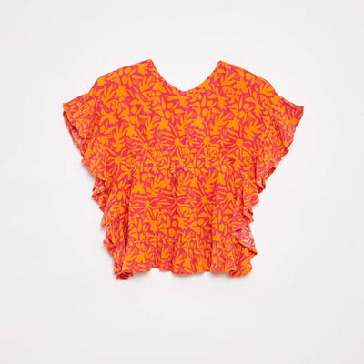 T-shirt with short ruffled sleeves PINK