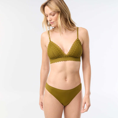 Microfiber and Lace Briefs GREEN