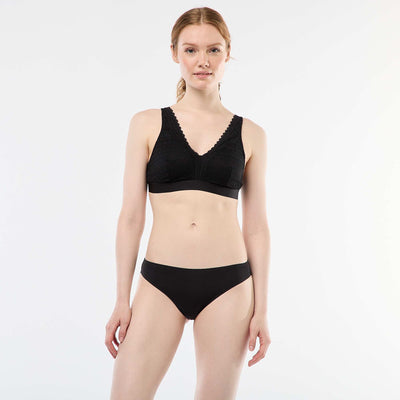 Microfiber and lace briefs BLACK
