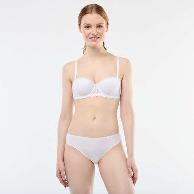 Microfiber and lace briefs WHITE