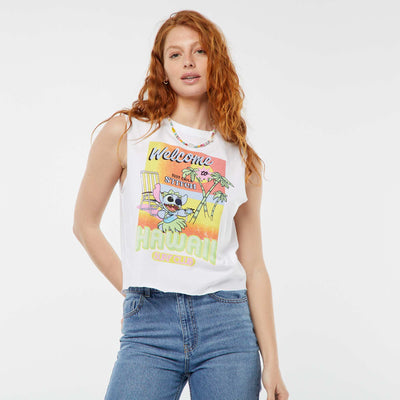 Disney Stitch sleeveless T-shirt WHITE