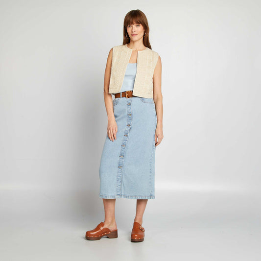 Long denim skirt BLUE