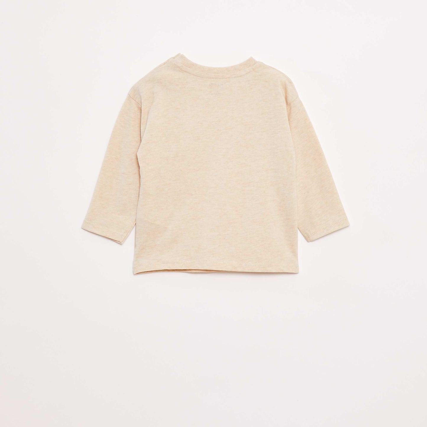 Long-sleeved T-shirt with chest pocket BEIGE