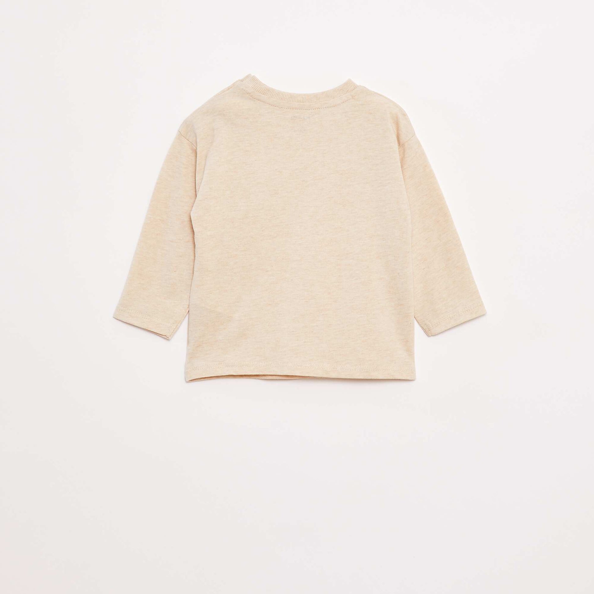 Long-sleeved T-shirt with chest pocket BEIGE
