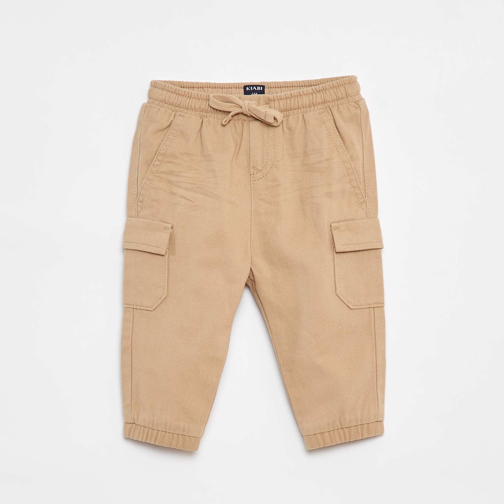 Twill joggers with flap pockets BEIGE