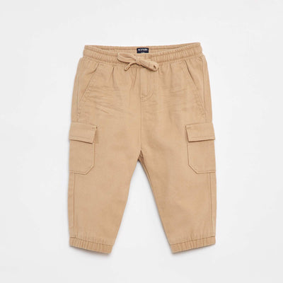 Twill joggers with flap pockets BEIGE