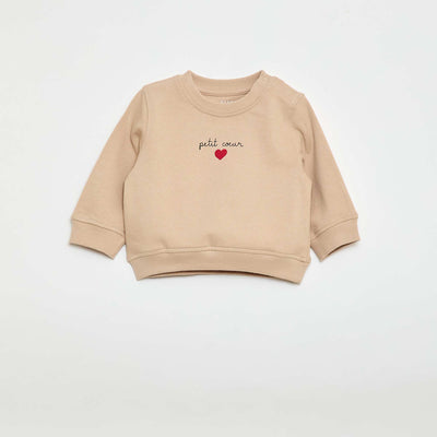 Long-sleeved sweatshirt with print BEIGE