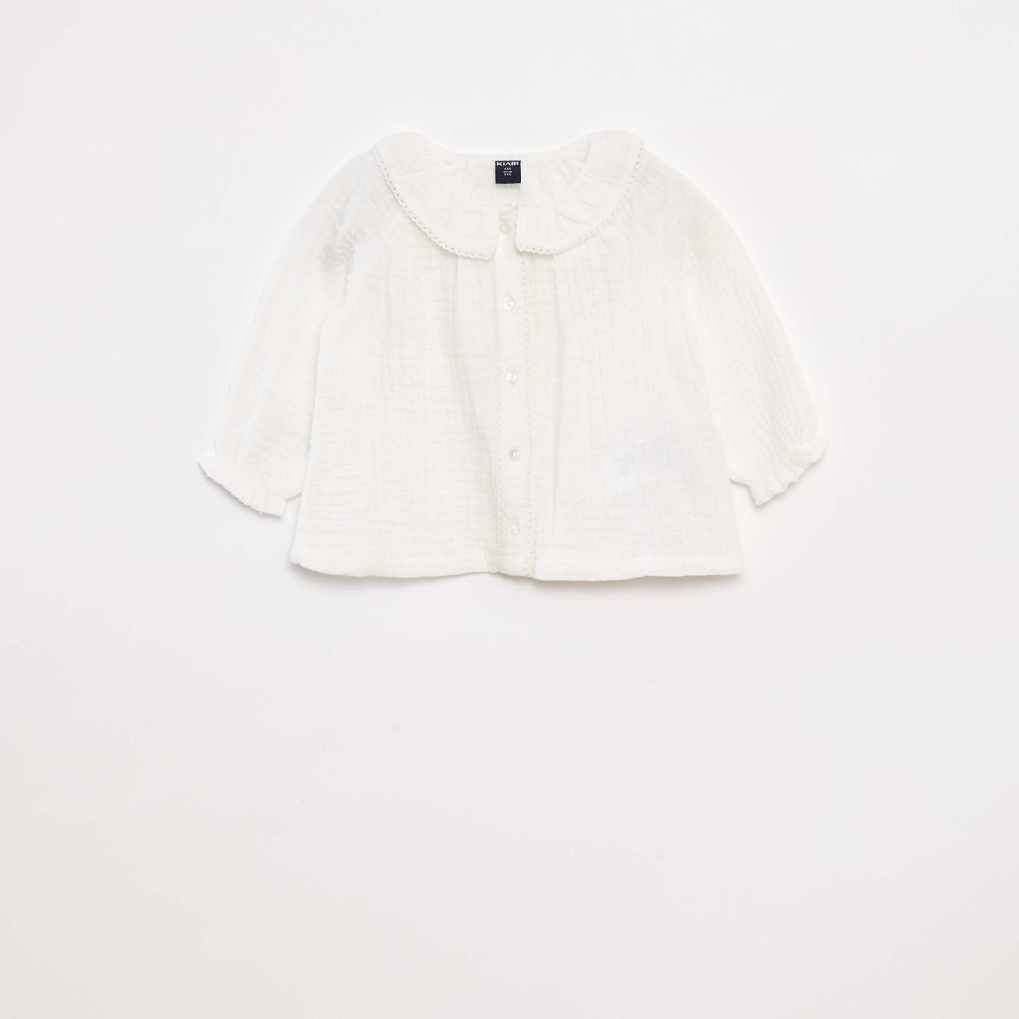 Dotted cotton gauze blouse WHITE