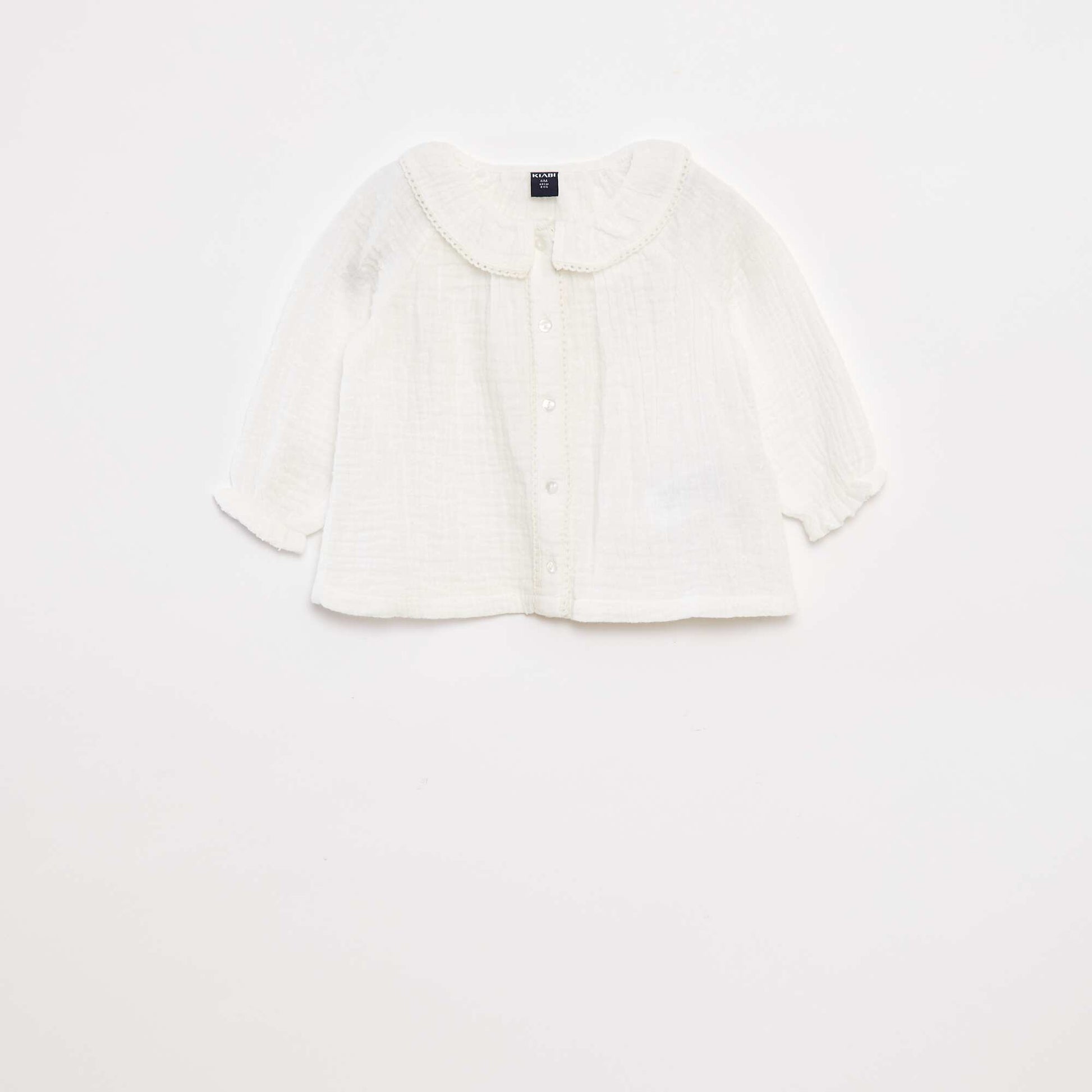 Dotted cotton gauze blouse WHITE