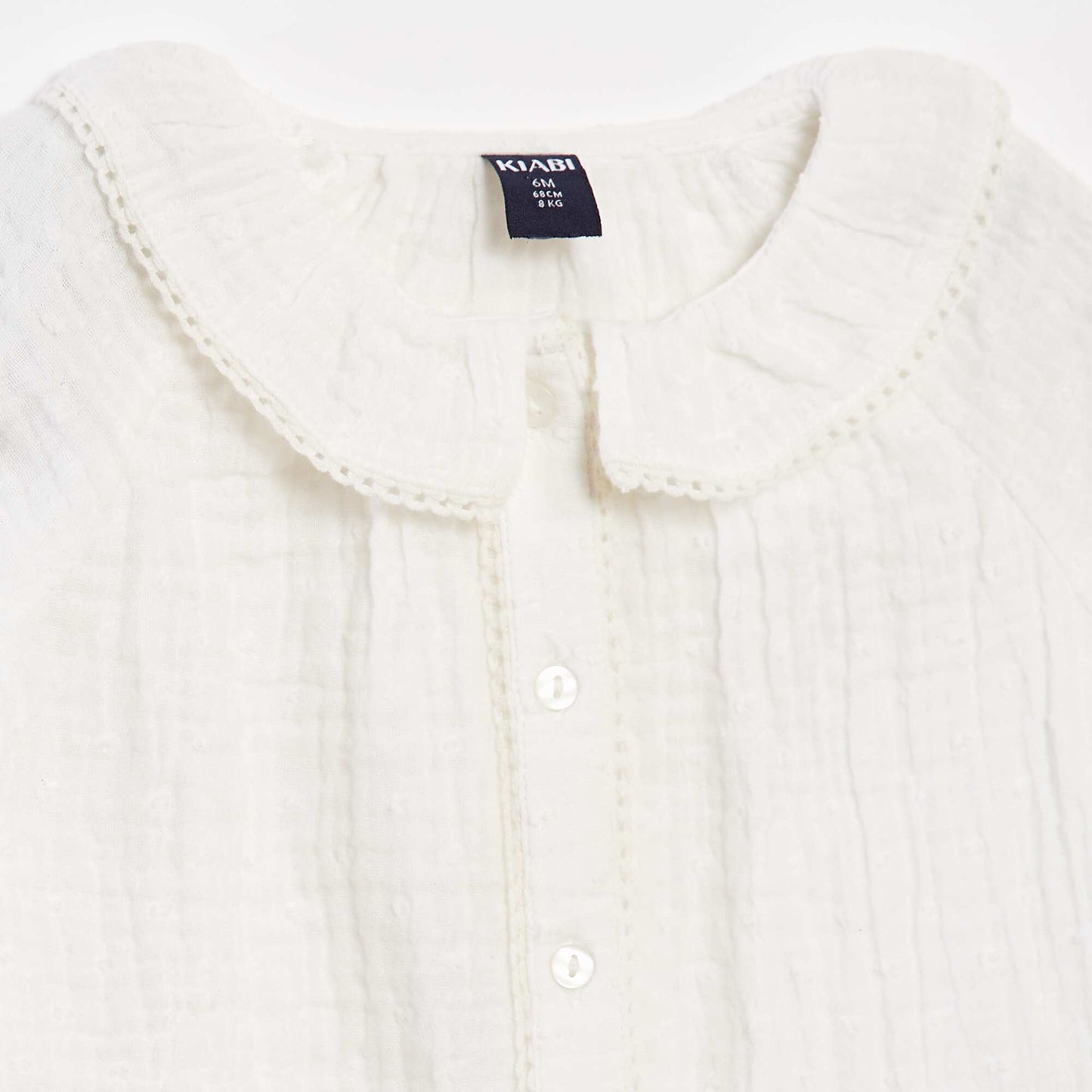Dotted cotton gauze blouse WHITE