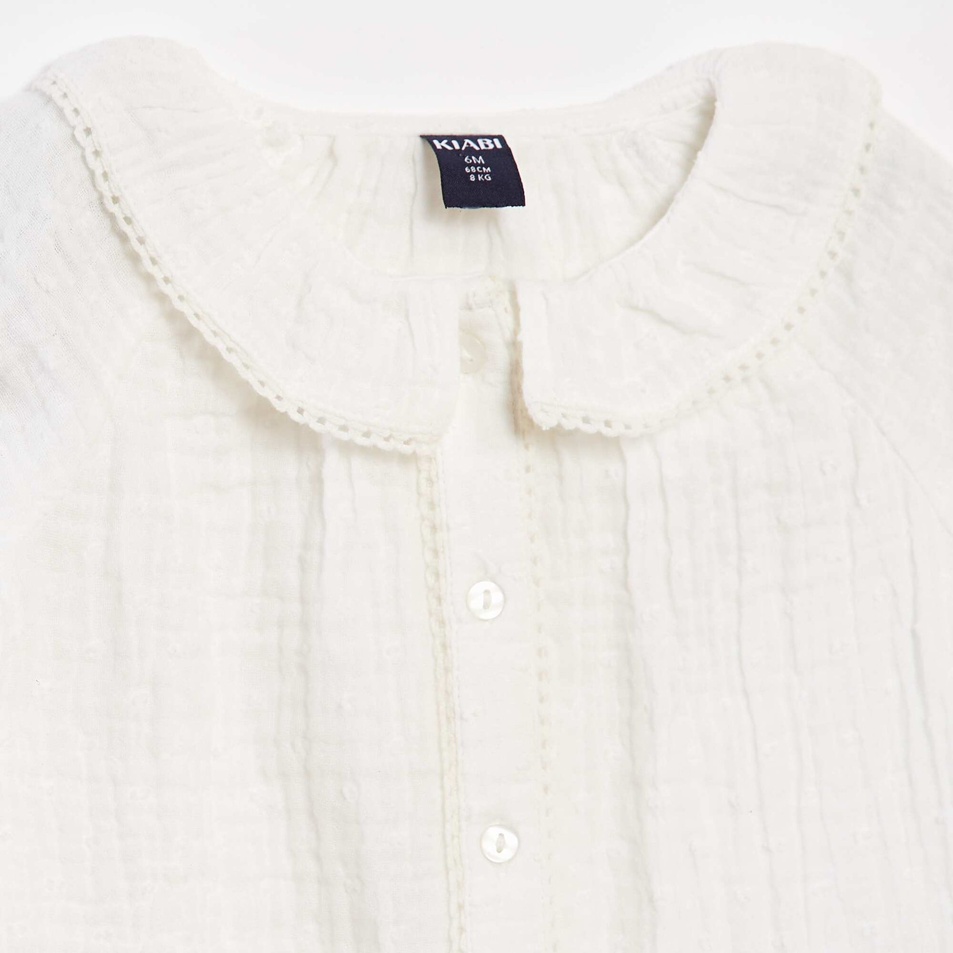 Dotted cotton gauze blouse WHITE