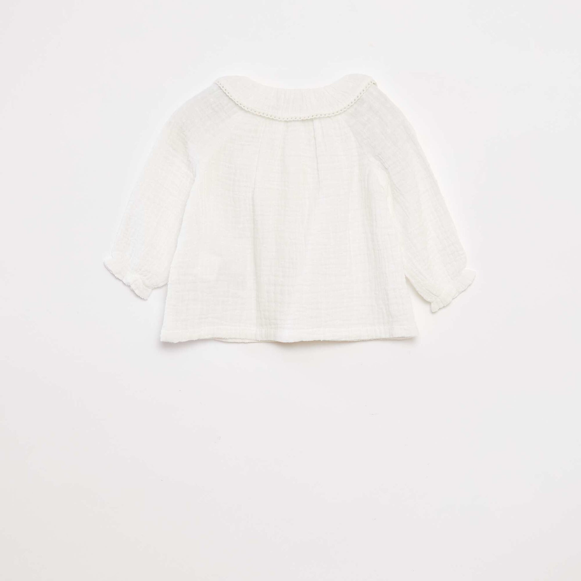 Dotted cotton gauze blouse WHITE