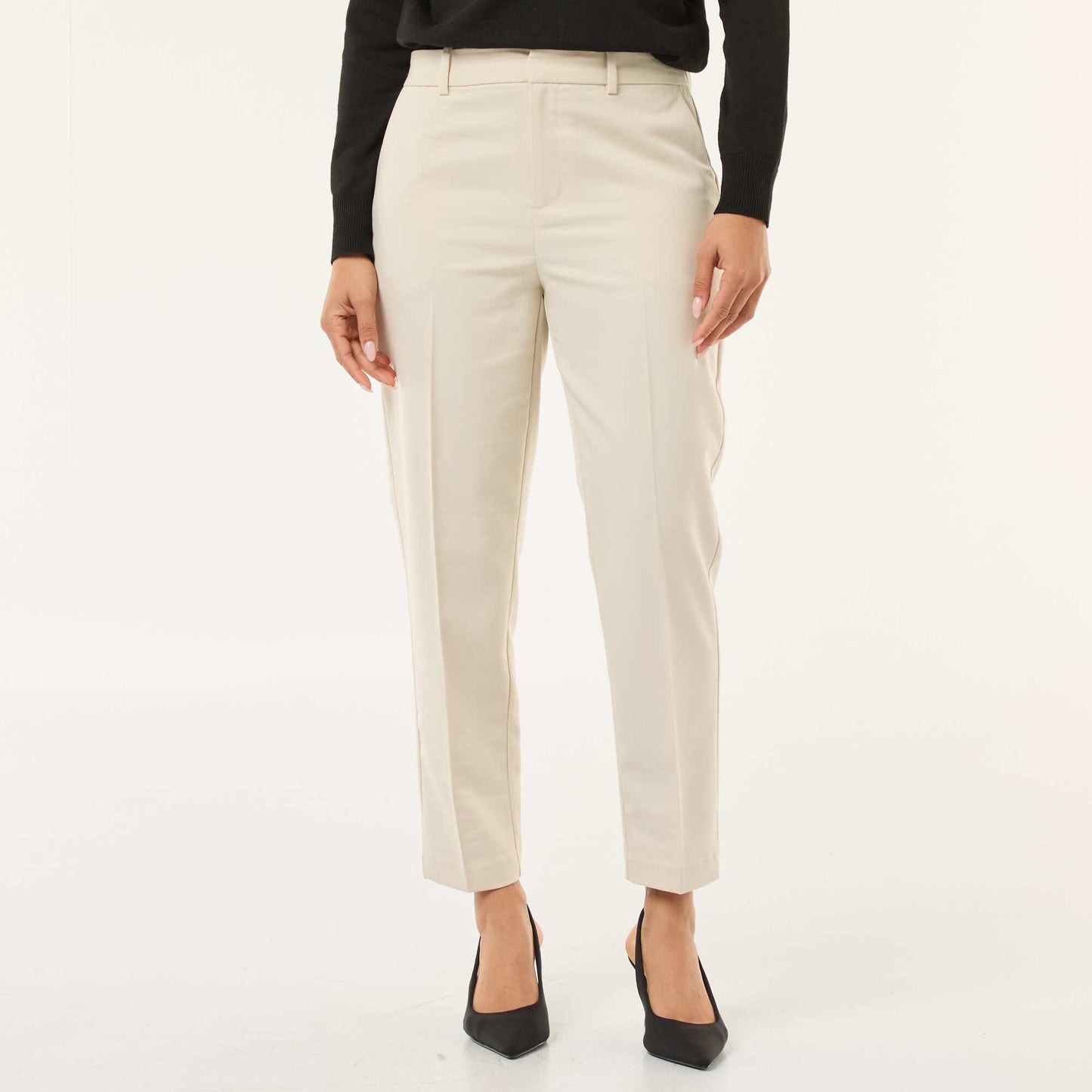Plain cigarette trousers with 2 pockets BEIGE