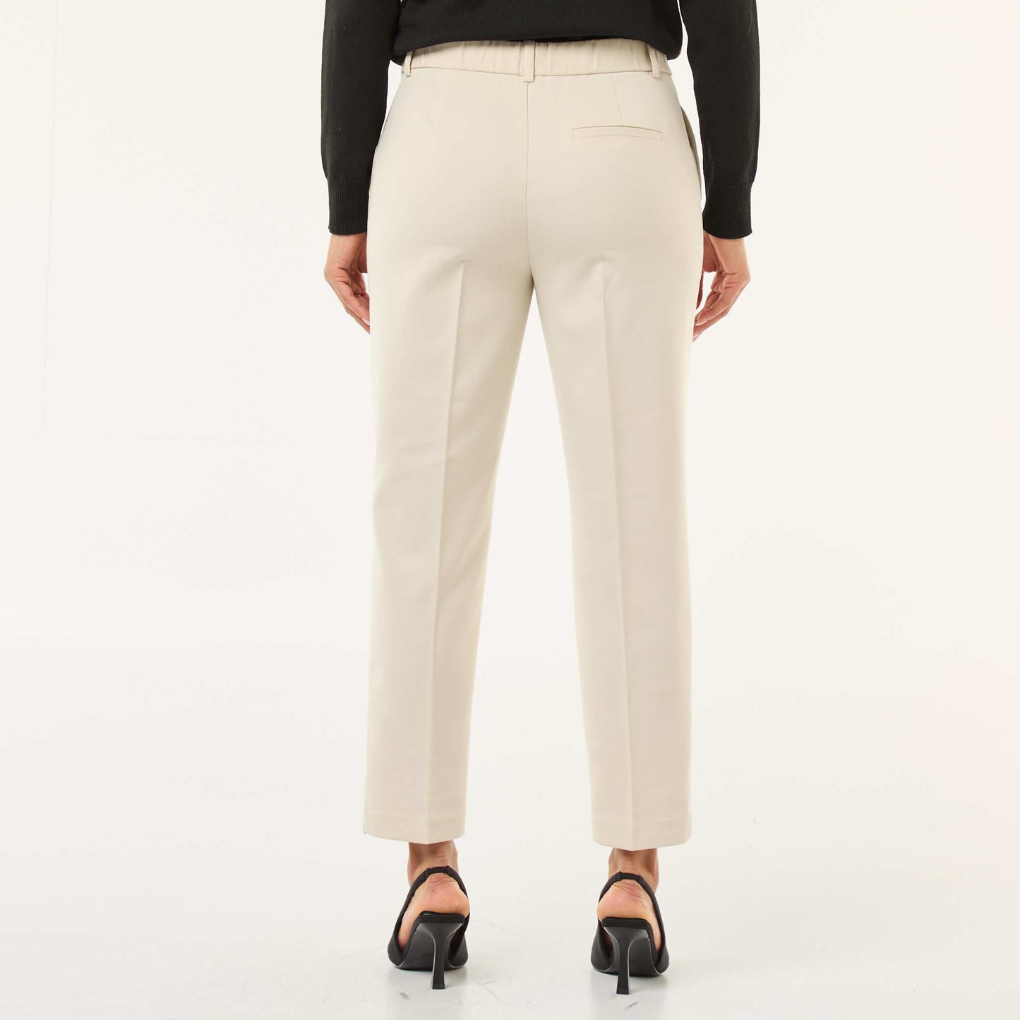 Plain cigarette trousers with 2 pockets BEIGE