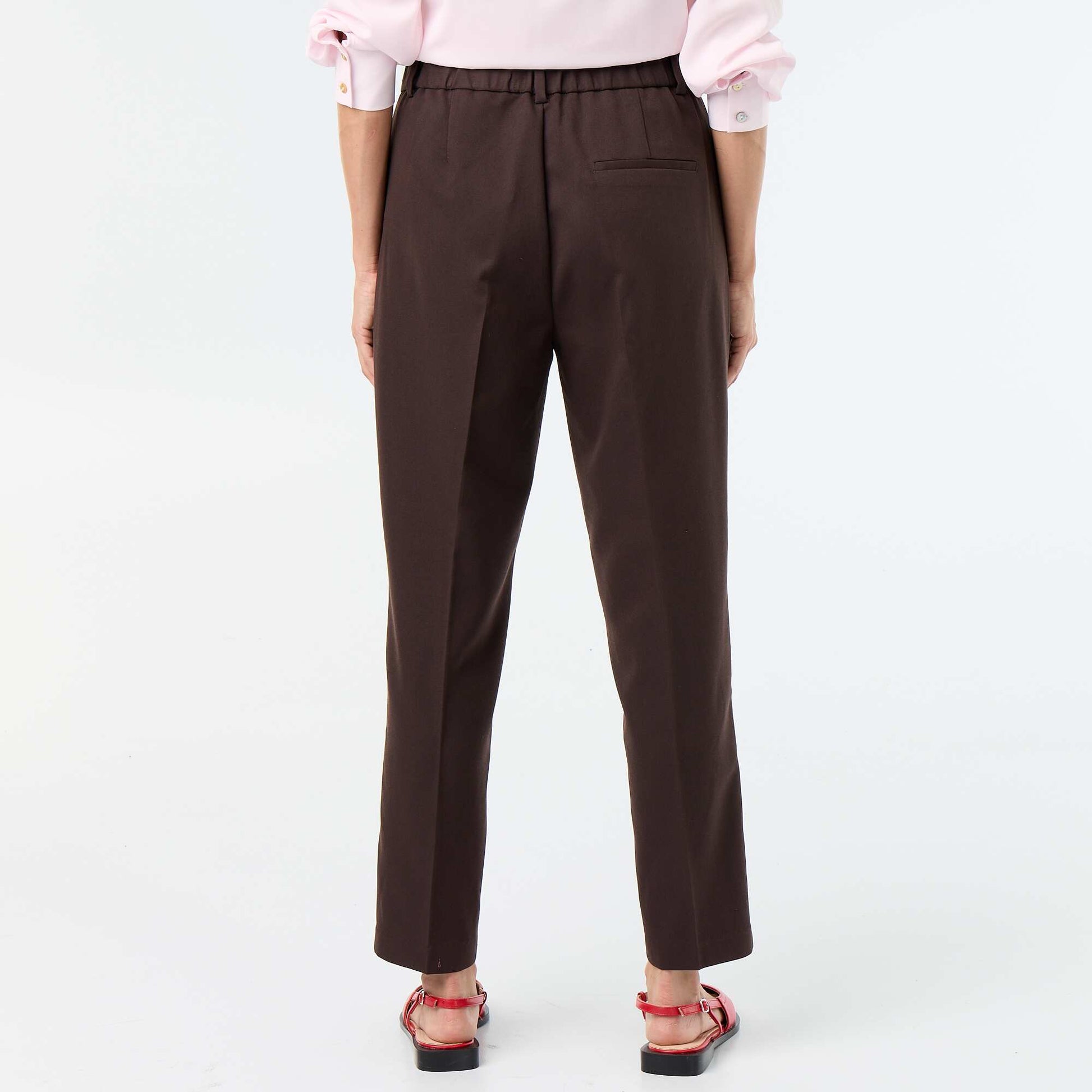 Plain cigarette pants with 2 pockets BROWN