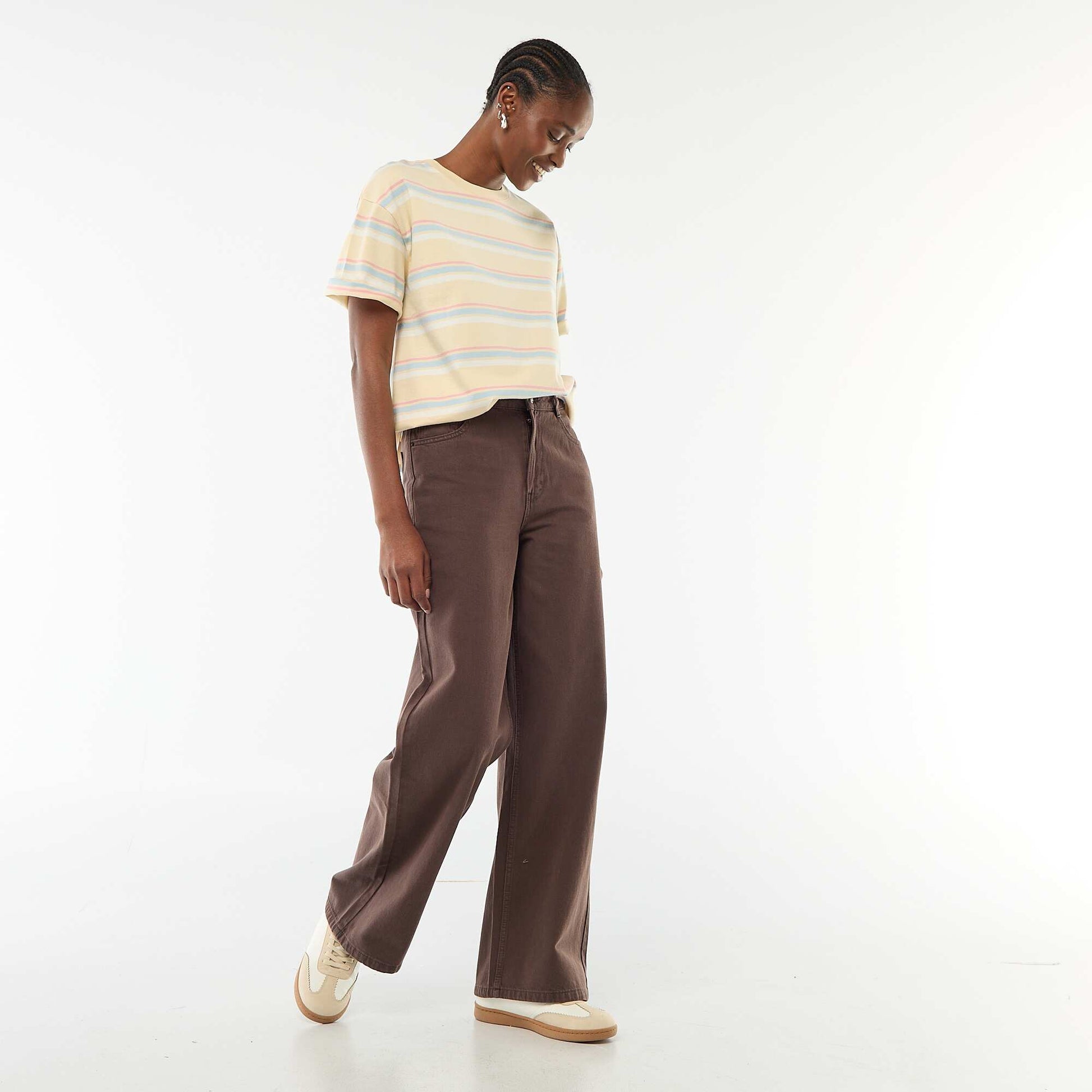 High-rise wide-leg jeans BROWN