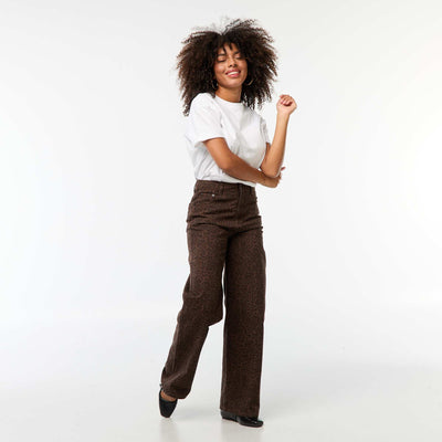 High-rise wide-leg jeans BEIGE