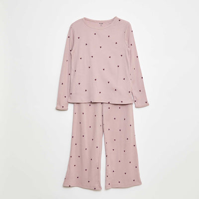 Striped Print Long Pajama Set - 2 Piece PURPLE