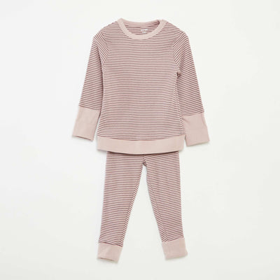 Striped T-shirt and trousers pyjama set - 2-piece set PURPLE