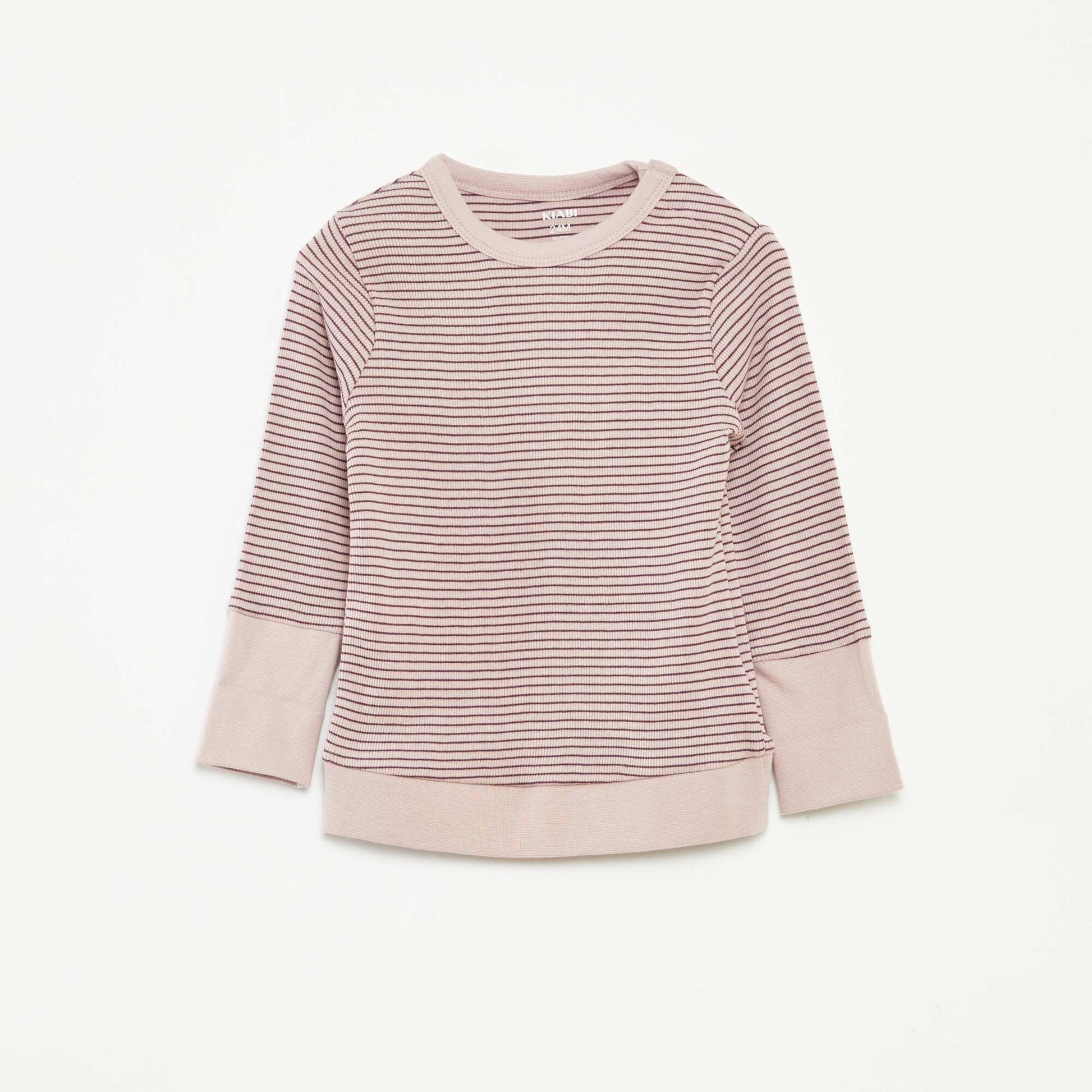 Striped T-shirt and trousers pyjama set - 2-piece set PURPLE