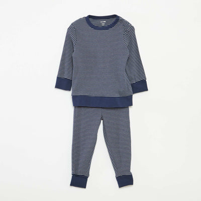 Striped T-shirt and trousers pyjama set - 2-piece set BLUE