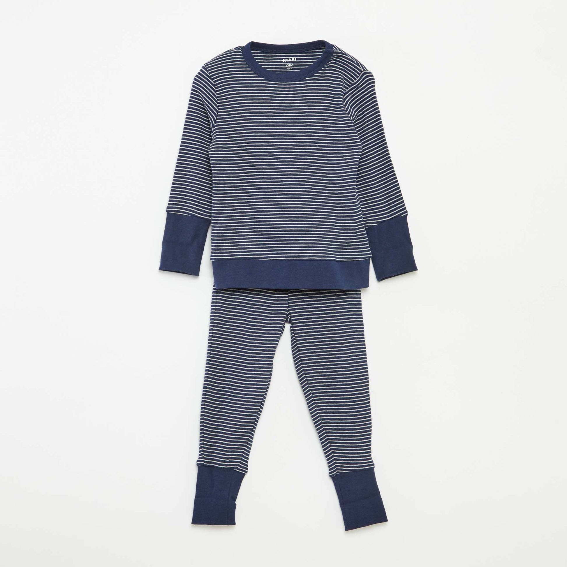 Striped T-shirt and trousers pyjama set - 2-piece set BLUE