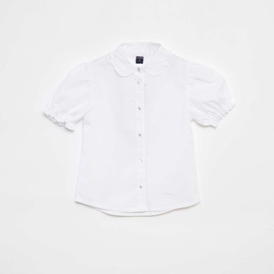 Short-sleeved blouse with ruffles WHITE