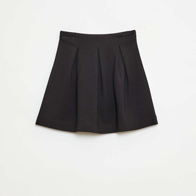Solid Pleated Mini Skirt BLACK
