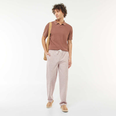 Straight cut linen-blend trousers RED