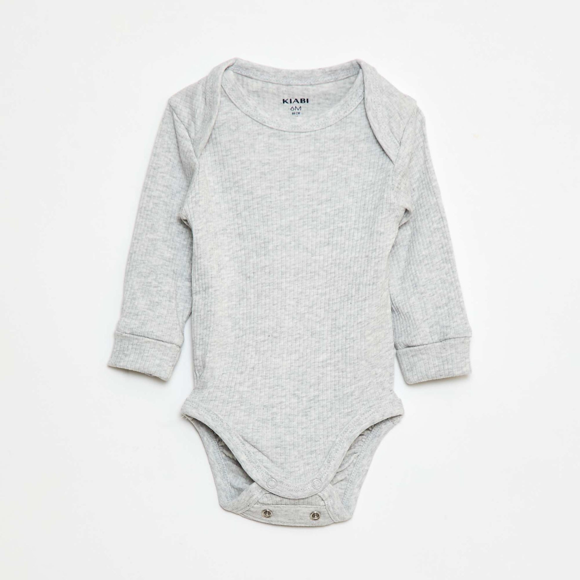 Pack of 3 bodies with envelope neckline and long sleeves BLUE