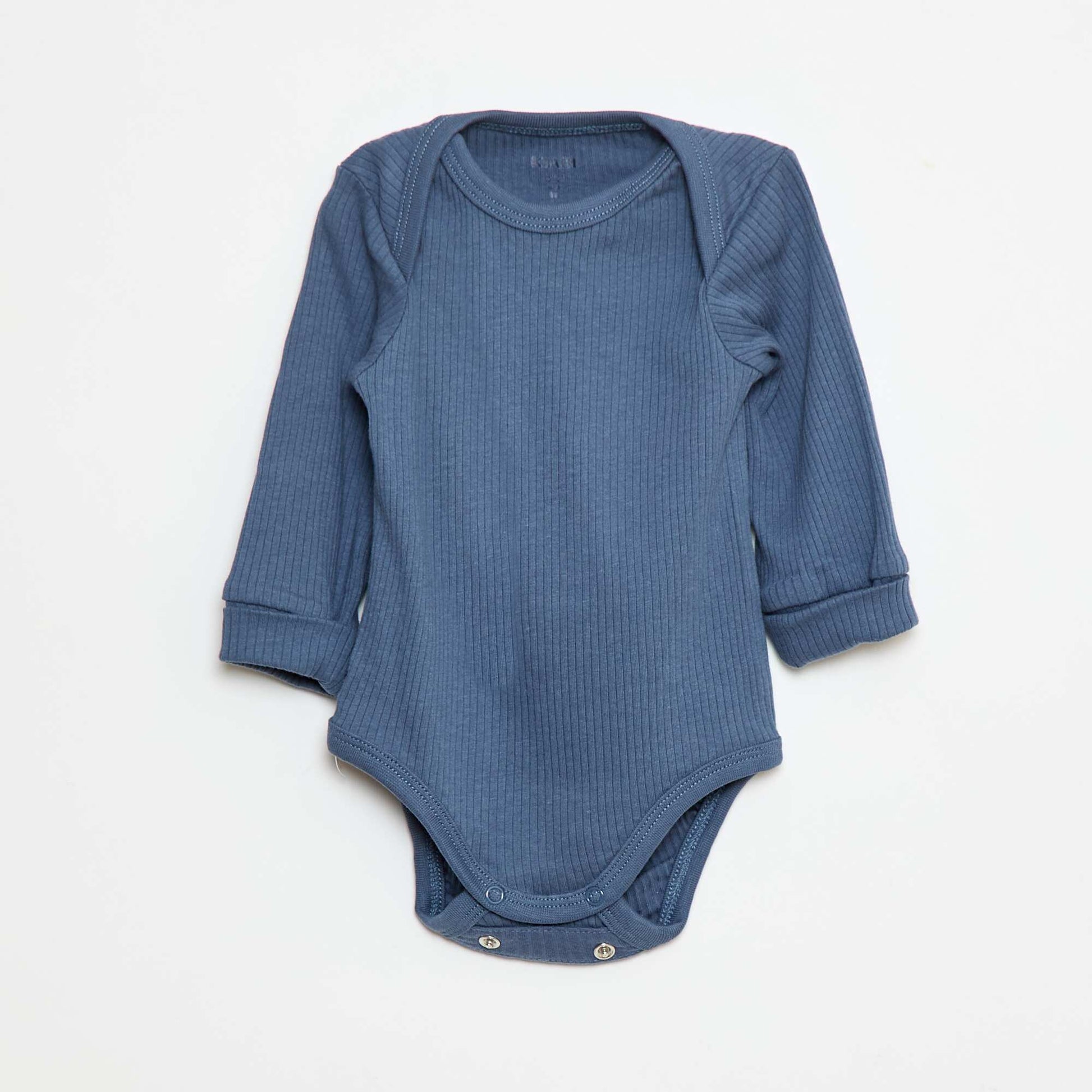 Pack of 3 bodies with envelope neckline and long sleeves BLUE