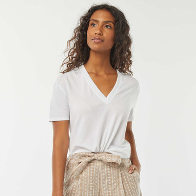 Short-sleeved t-shirt with V-neckline WHITE