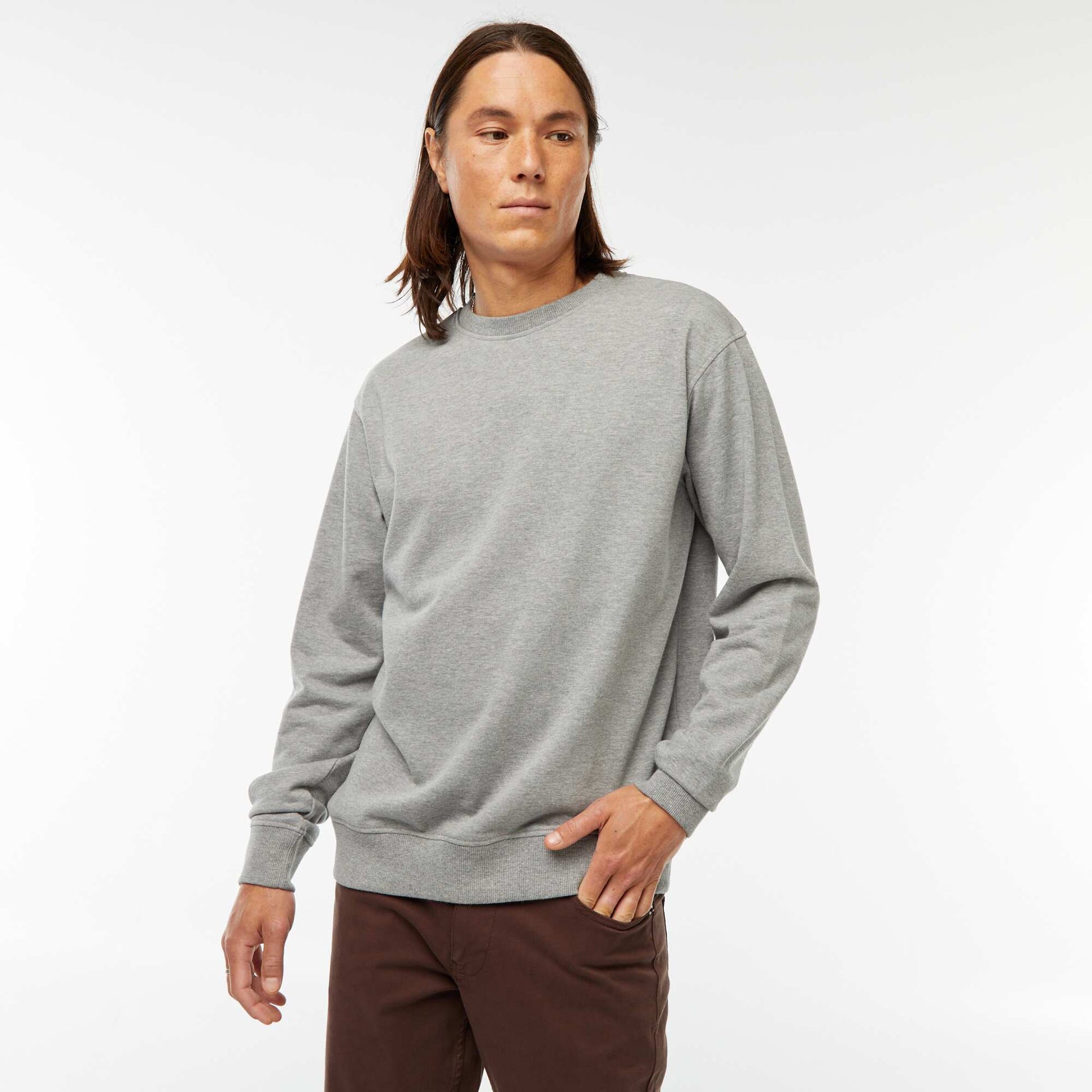 Plain Lightweight Fleece Sweatshirt GREY