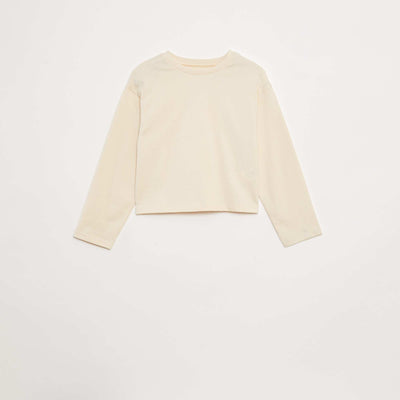 Long-sleeved jersey T-shirt BEIGE