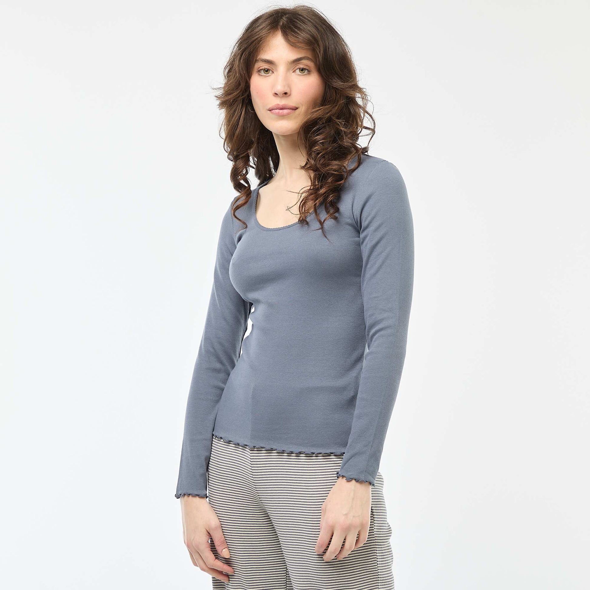 Ribbed Pyjama T-Shirt GREY
