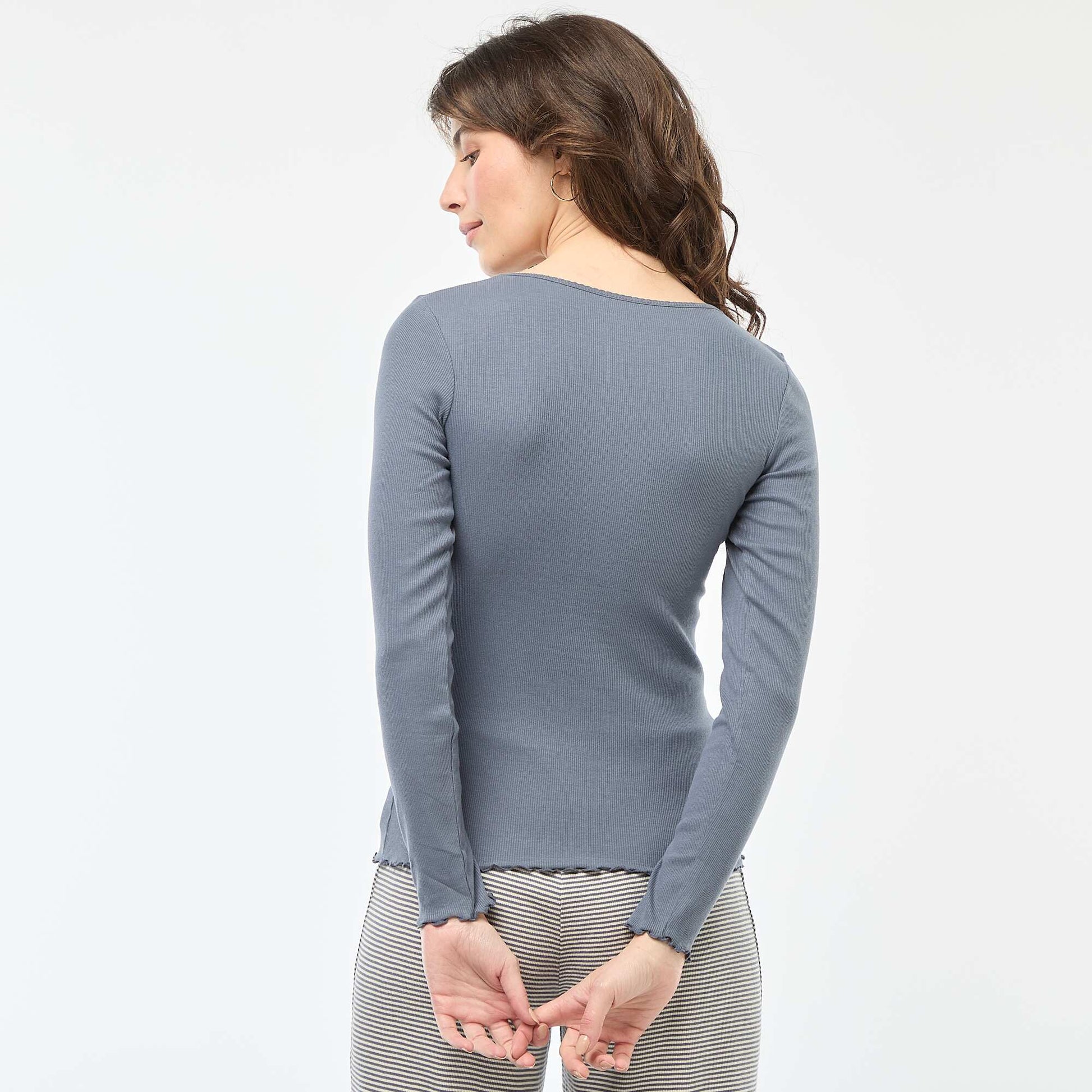 Ribbed Pyjama T-Shirt GREY