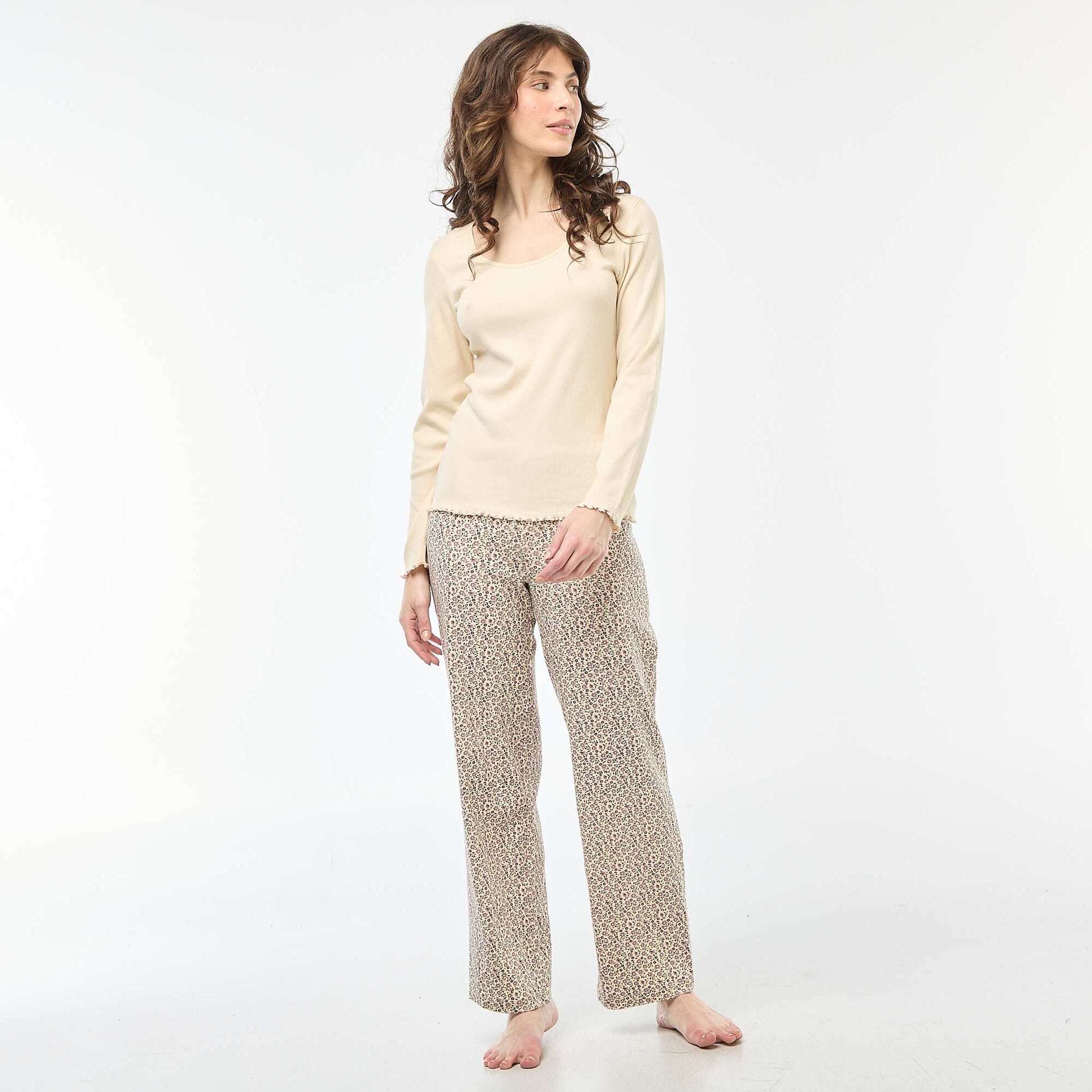 Ribbed Pyjama T-shirt WHITE