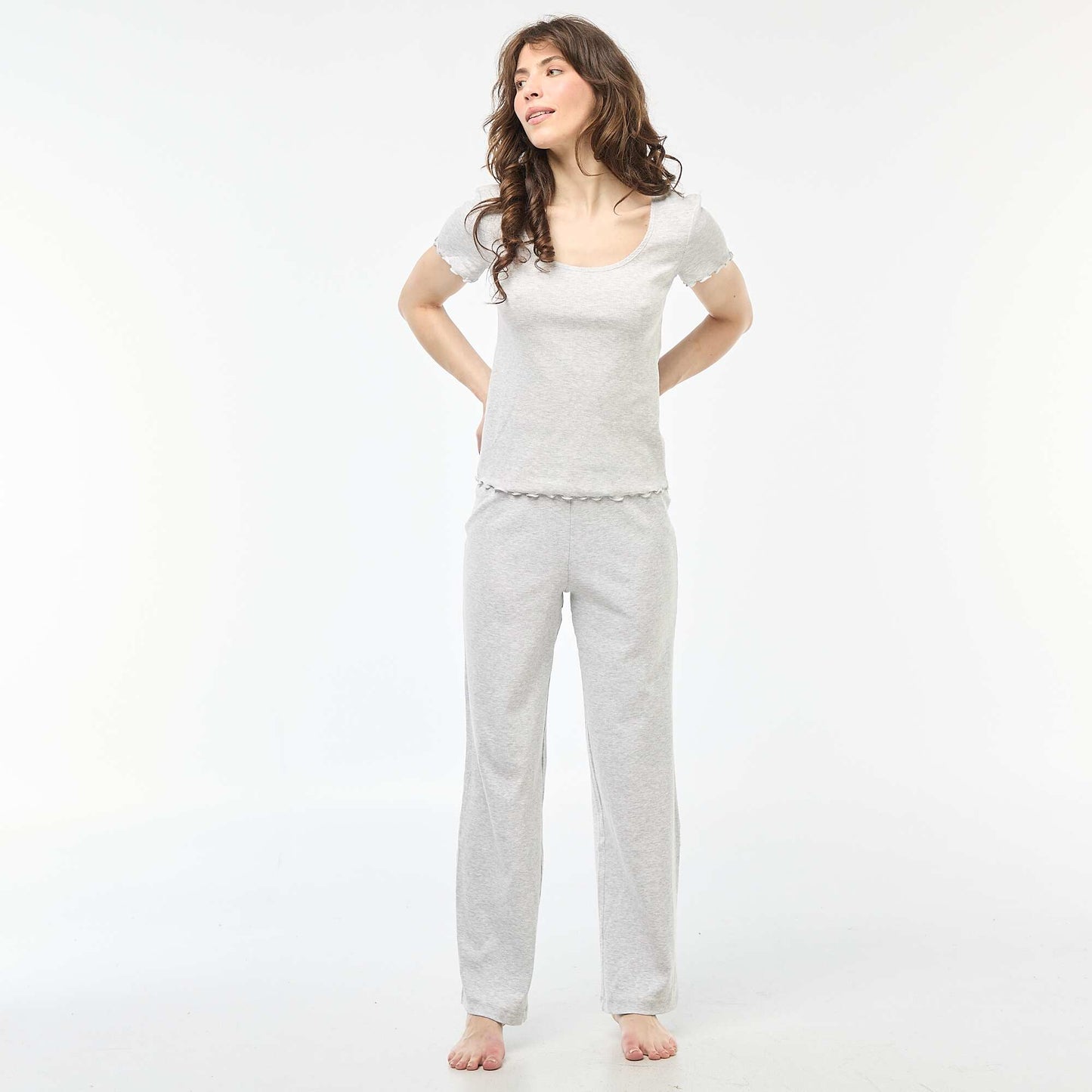 Ribbed Knit Pajama Pants GREY