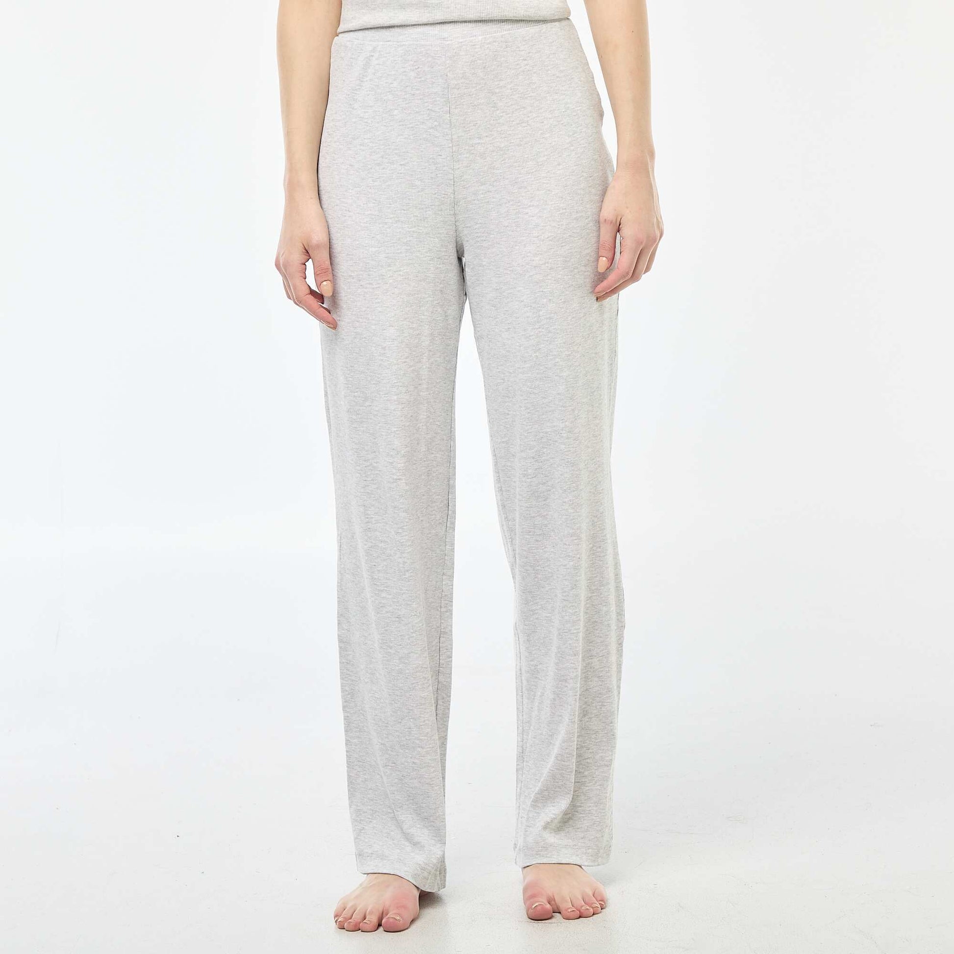 Ribbed Knit Pajama Pants GREY