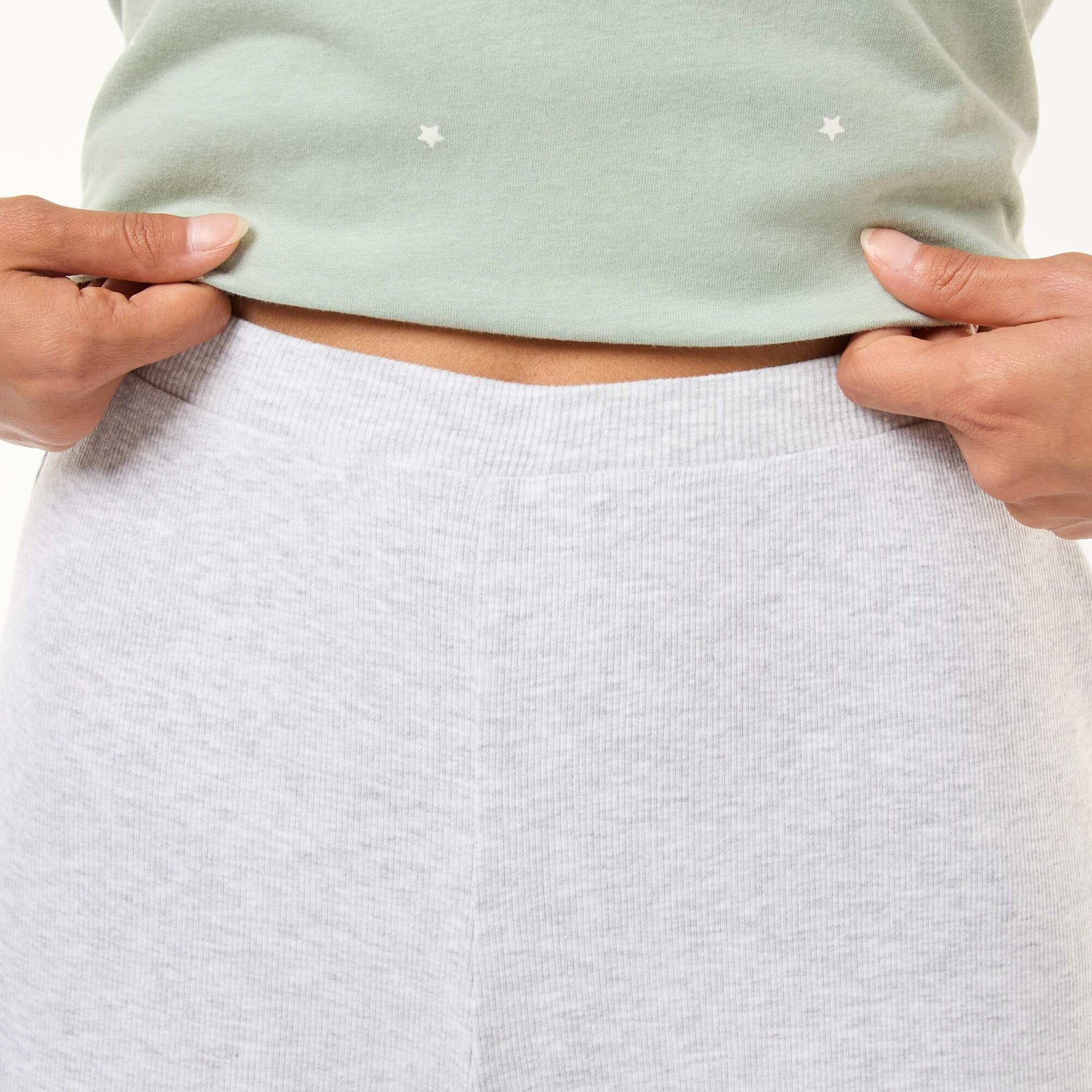 Ribbed Knit Pajama Pants GREY