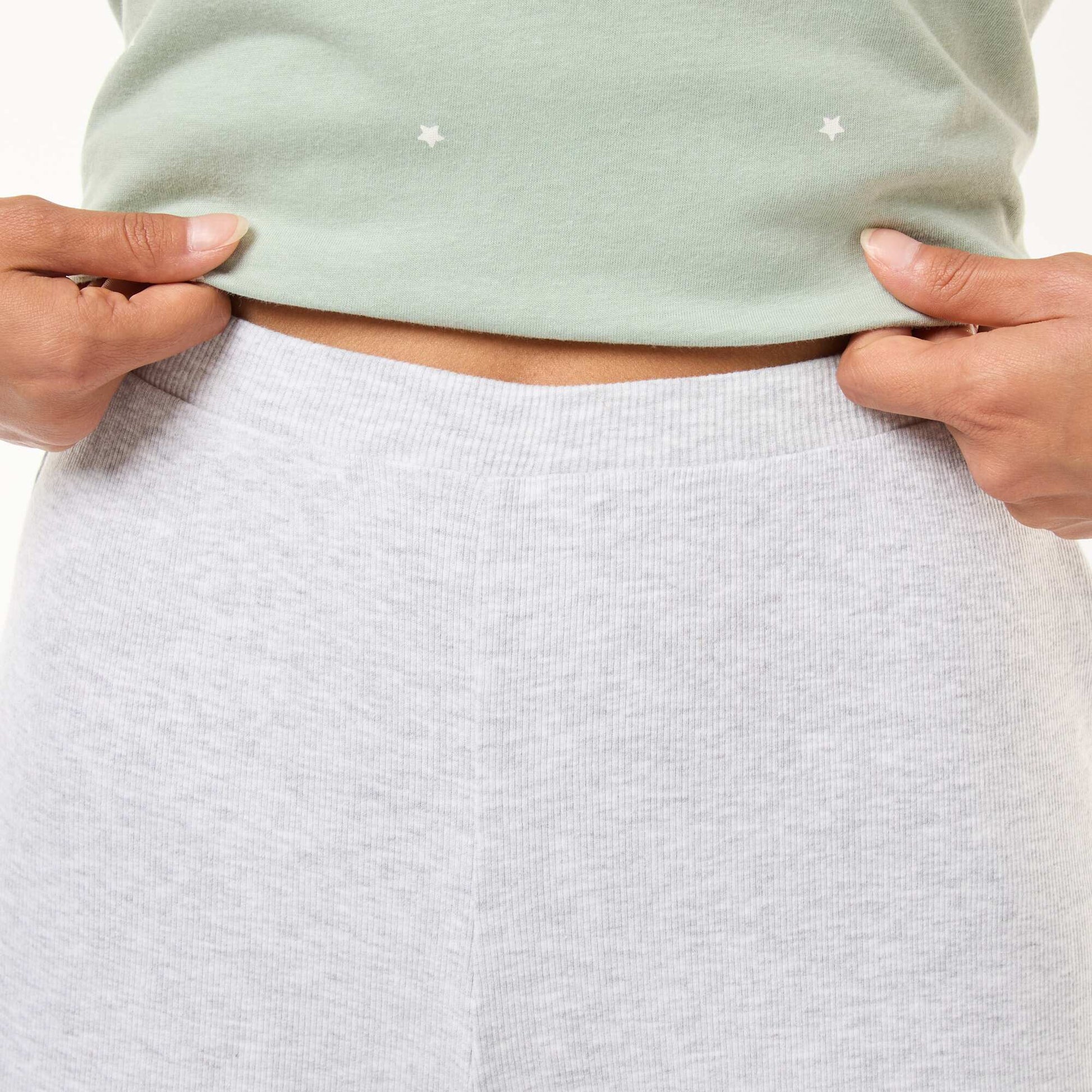 Ribbed Knit Pajama Pants GREY