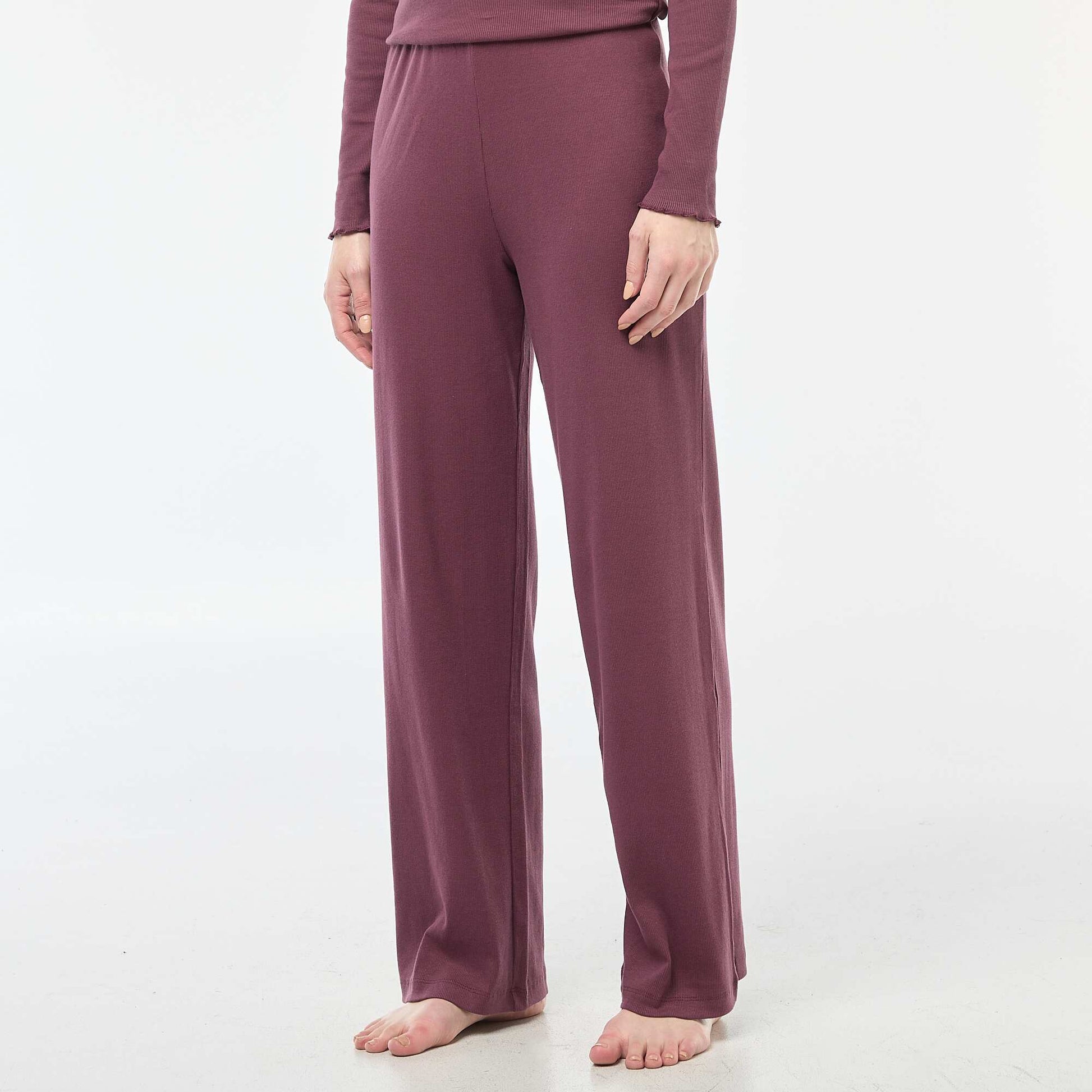 Ribbed Knit Pajama Pants PURPLE