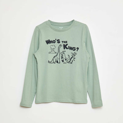 Long-sleeved T-shirt with cute print GREEN
