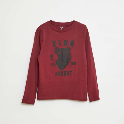 Long-sleeved T-shirt with cute print RED