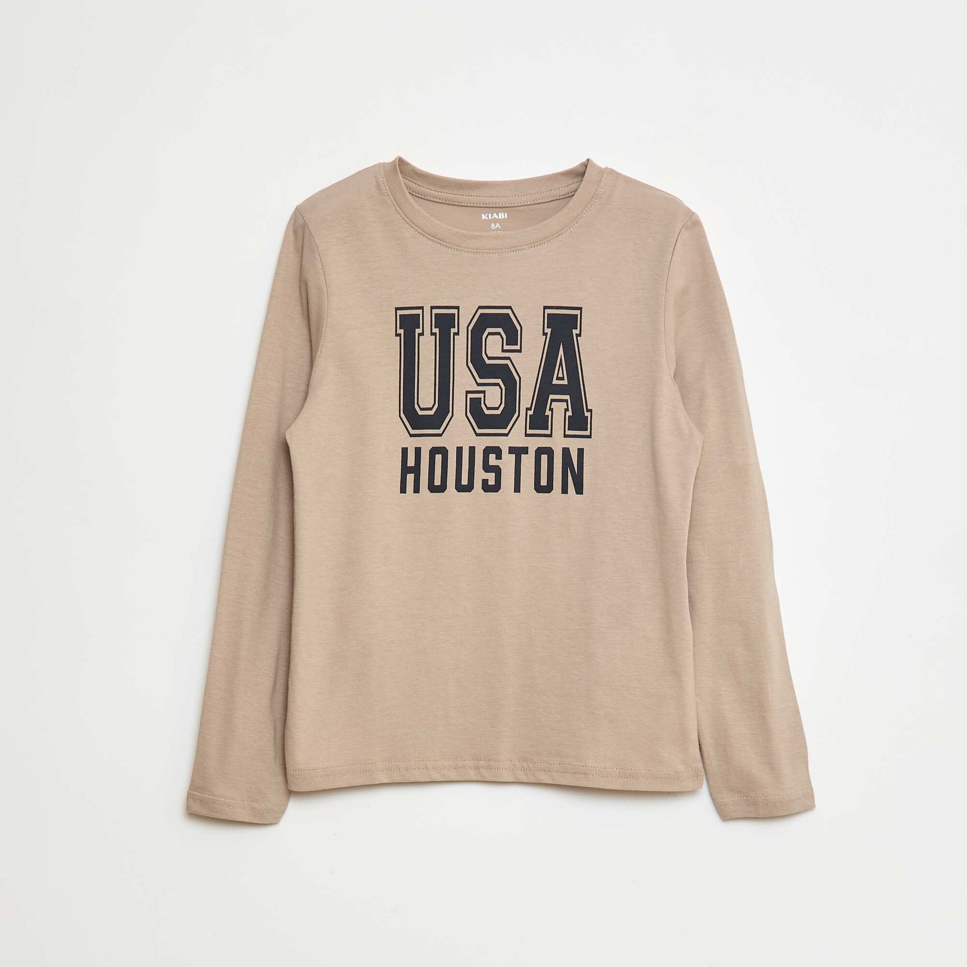 Long-sleeved T-shirt with cute print BEIGE