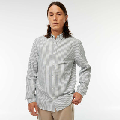 Oxford shirt with striped pattern GREEN