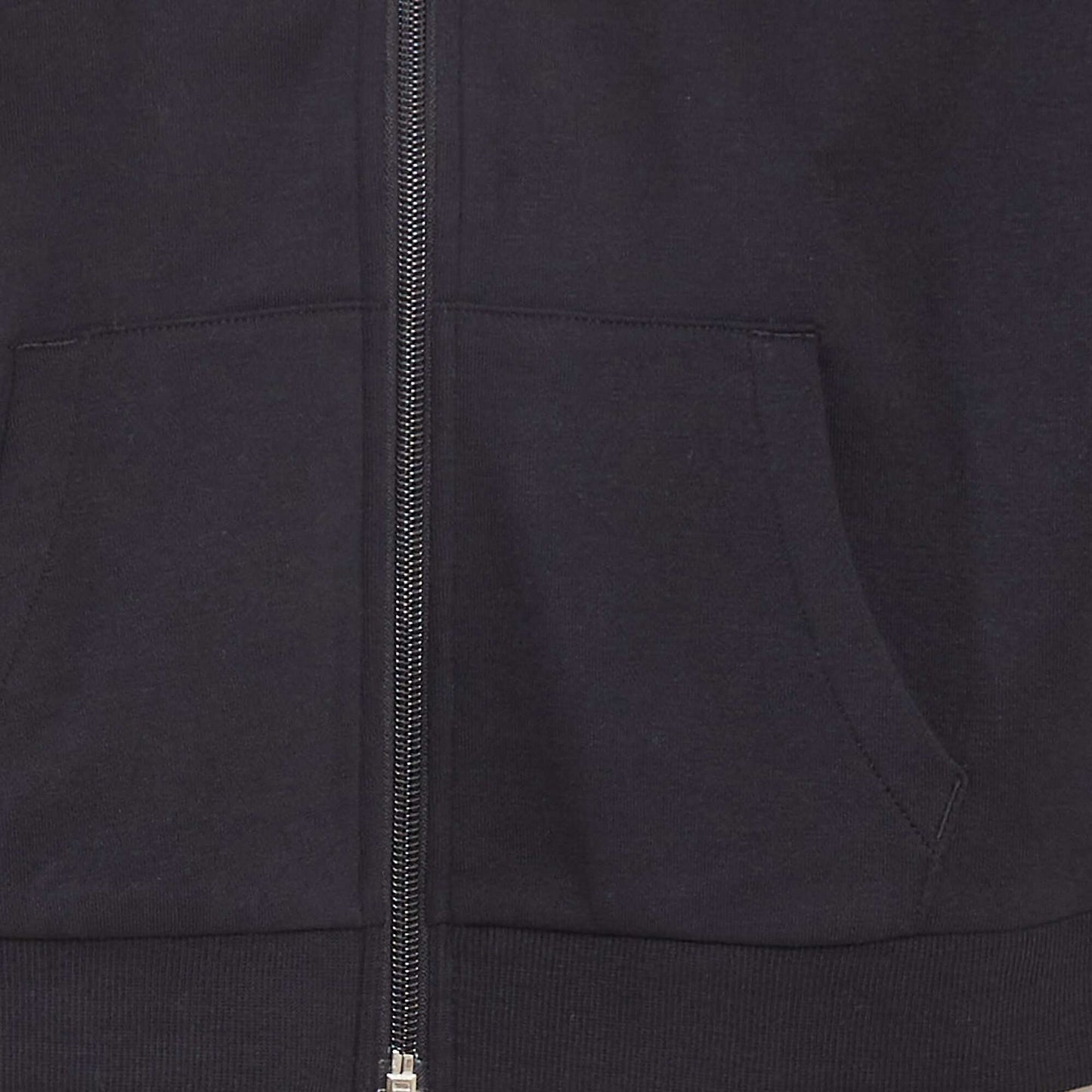 Plain zipped hooded sweatshirt BLACK