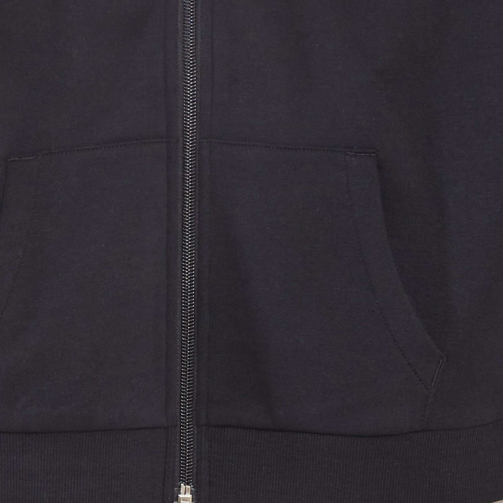 Plain zipped hooded sweatshirt BLACK
