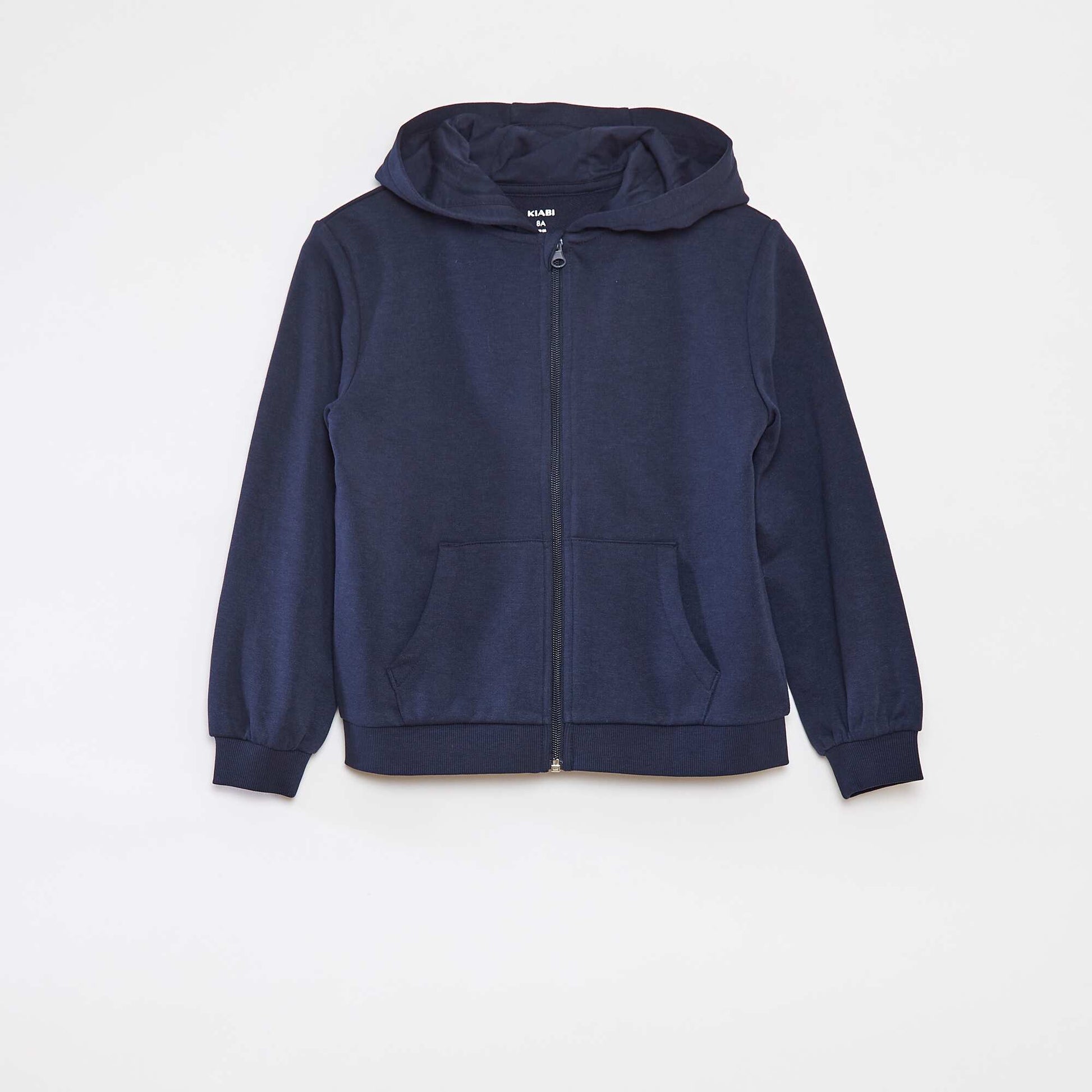 Plain zipped hooded sweatshirt BLUE